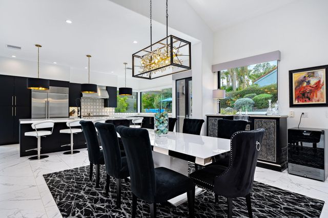 a view of a dining area with furniture