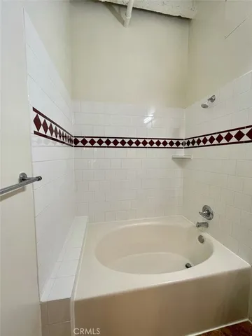 a view of a bathtub in bathroom