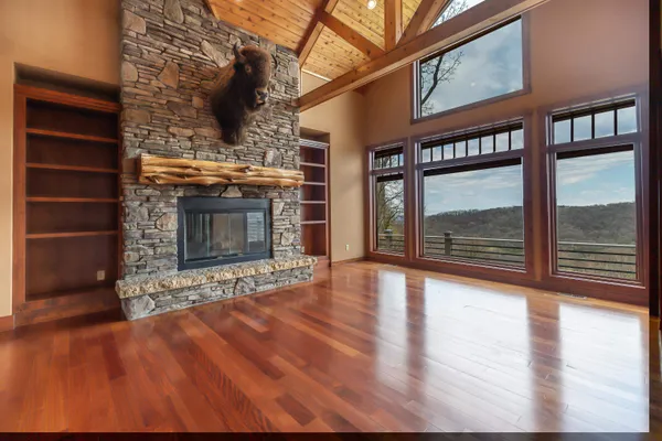 an empty room with windows