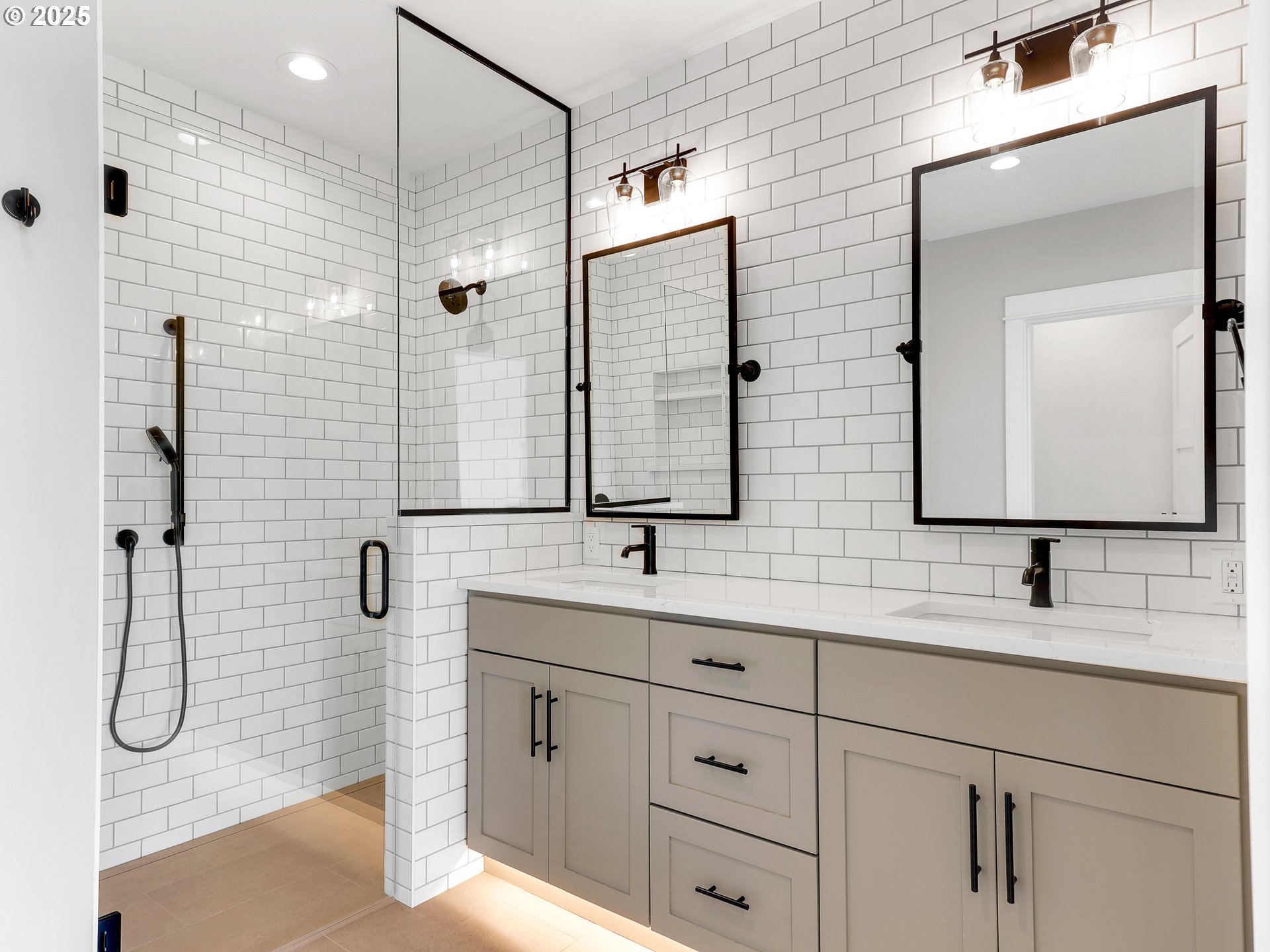 1400 North Ocean Avenue Gearhart, OR 97138 - Photo 32 of 35 a bathroom with a double vanity sink double mirror and shower