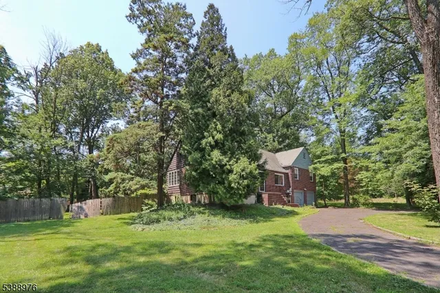 a backyard of a house with yard and trampoline