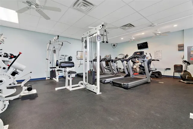a view of a room with gym equipment