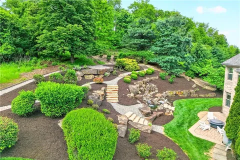 a aerial view of a garden with plants