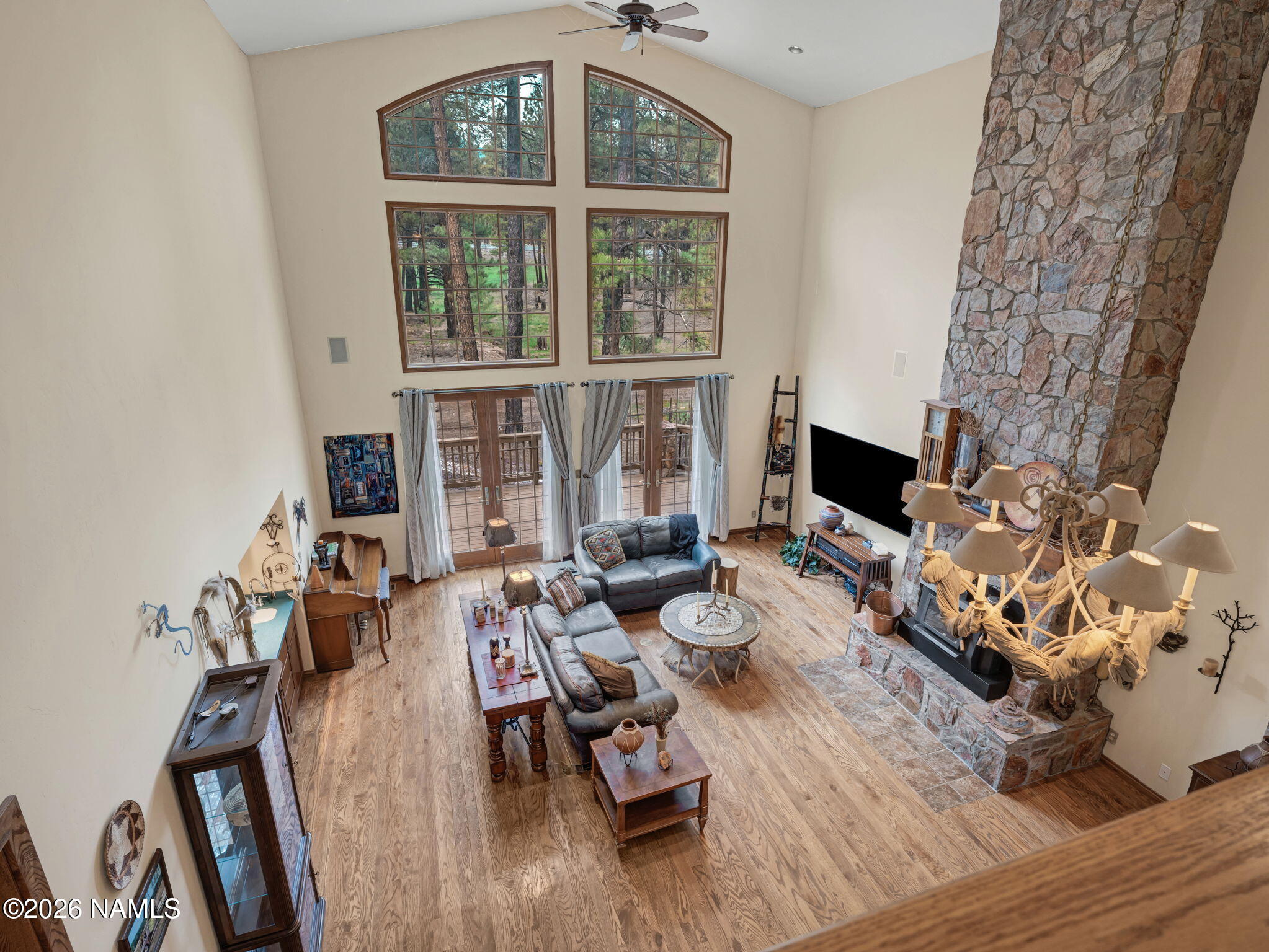 5415 North Fort Valley Road Flagstaff, AZ 86001 - Photo 51 of 64 a living room with furniture a fireplace and a flat screen tv