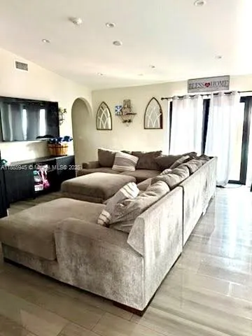 a living room with furniture