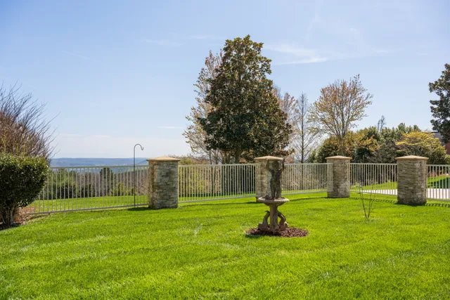 a view of a lake with a city