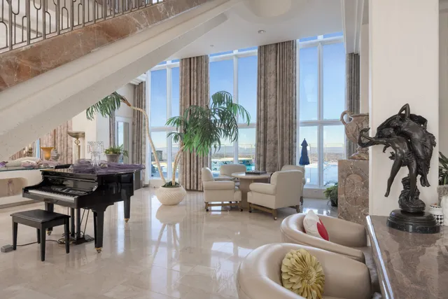 a view of a city from a balcony