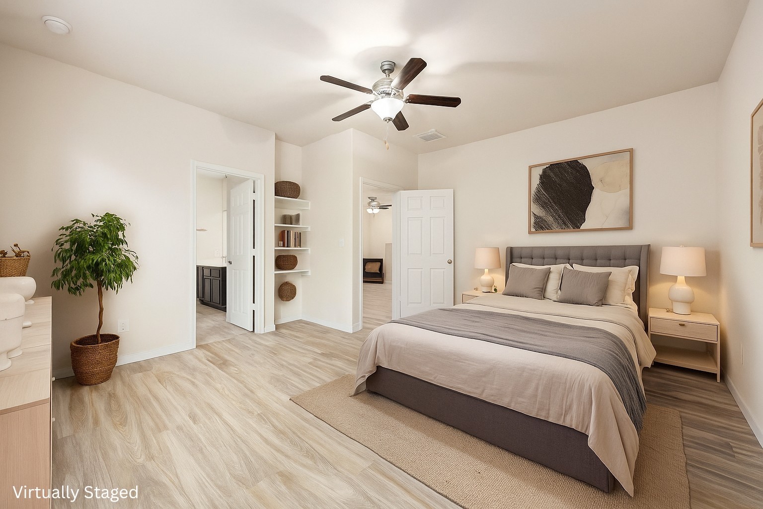 29322 Indian Clearing Spring, TX 77386 - Photo 15 of 41 a bedroom with a bed and a potted plant