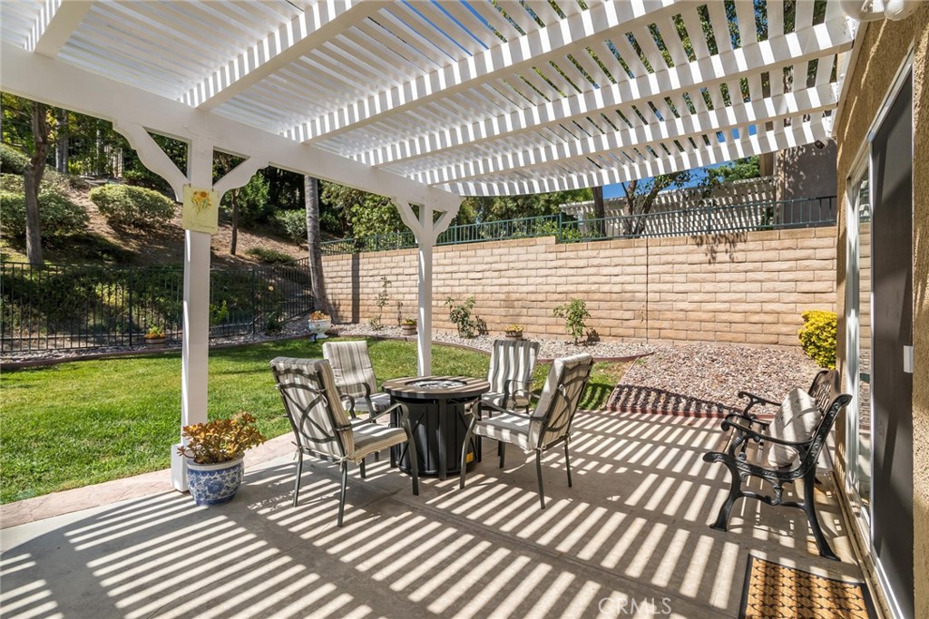 25707 Lewis Way Stevenson Ranch, CA 91381 - Photo 10 of 35 a view of a patio with table and chairs and wooden floor