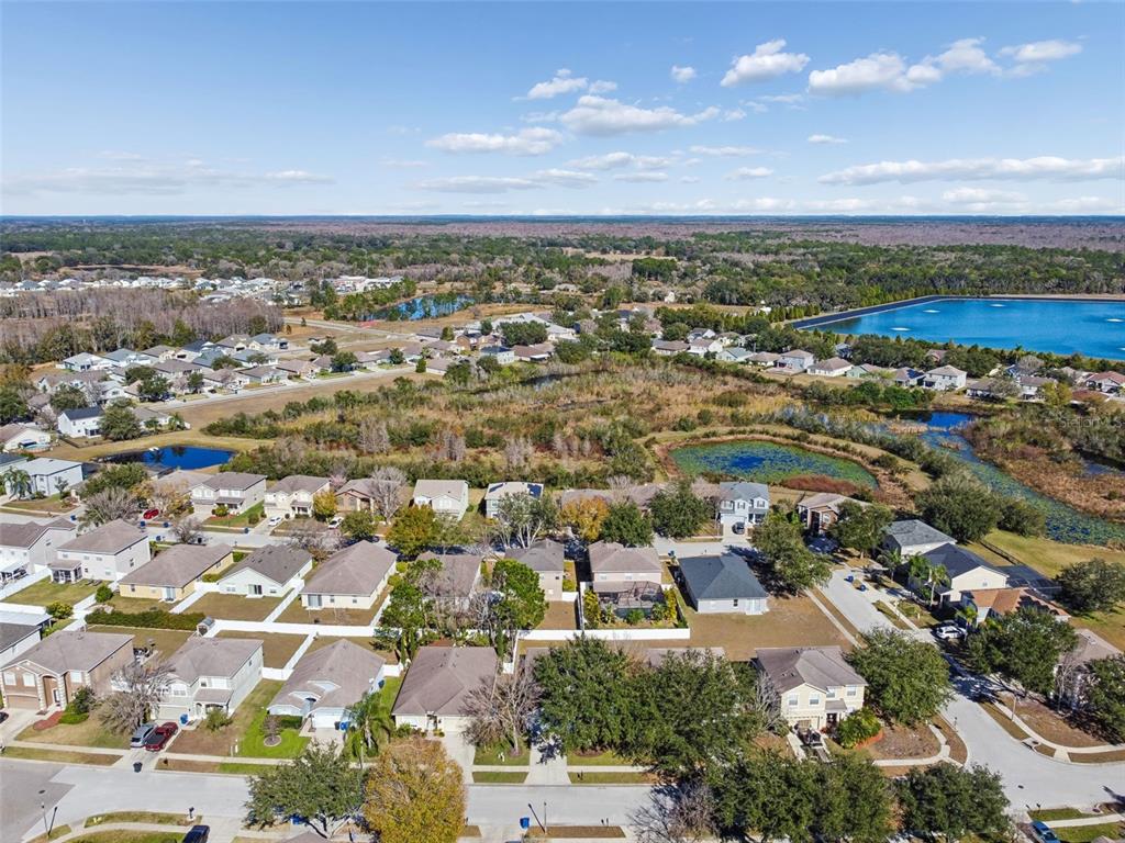 5956 Desert Peace Avenue Land O' Lakes, FL 34639 - Photo 65 of 79 an aerial view of residential building with green space