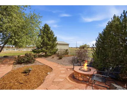 a view of a backyard with plants and lake view