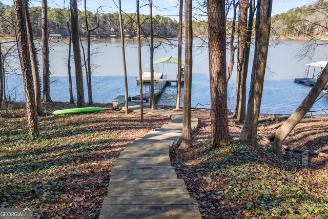 a view of a backyard with potted plants