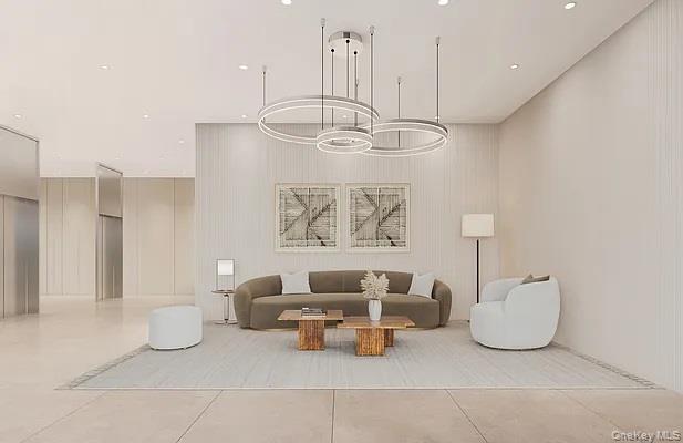 Community lobby featuring recessed lighting