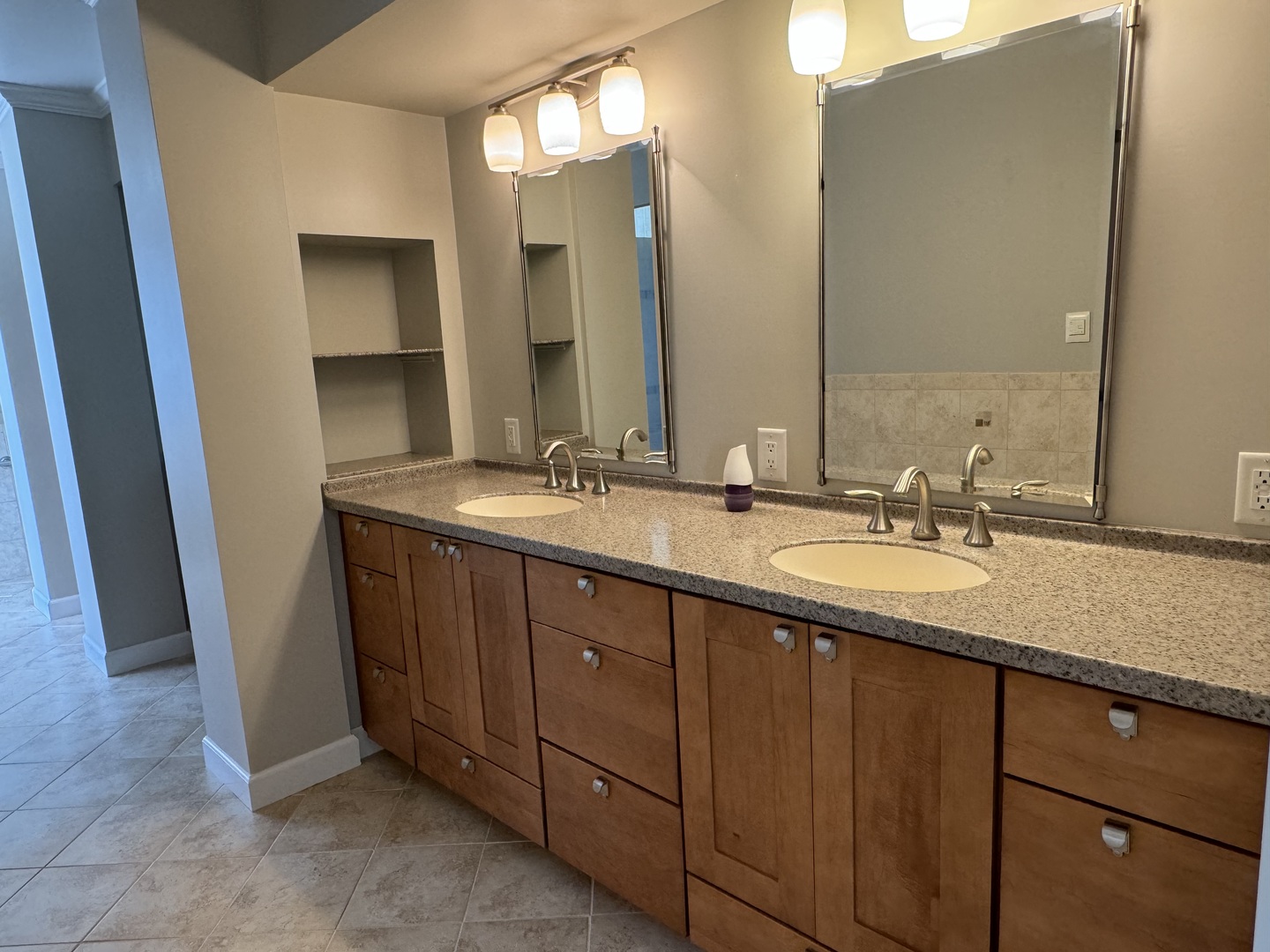 453 East Kay Street Herscher, IL 60941 - Photo 24 of 54 a bathroom with a granite countertop sink and a mirror