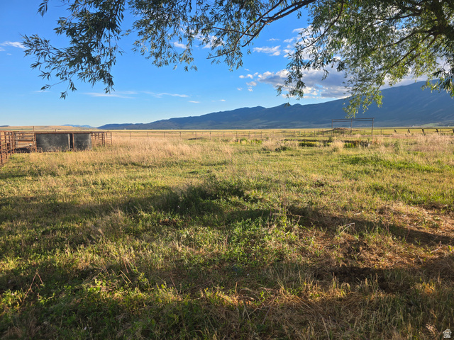 34200 Coulam Road Swan Lake, ID 83281 - Photo 19 of 24 Expansive agricultural land featuring a large fenced enclosure, two prominent water troughs, and surrounding mountain ranges