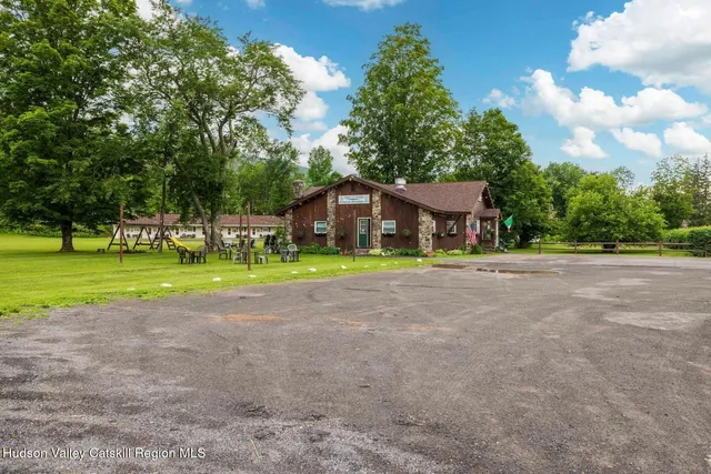 a view of a lake with a houses