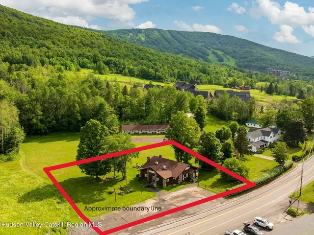 an aerial view of a residential houses with outdoor space
