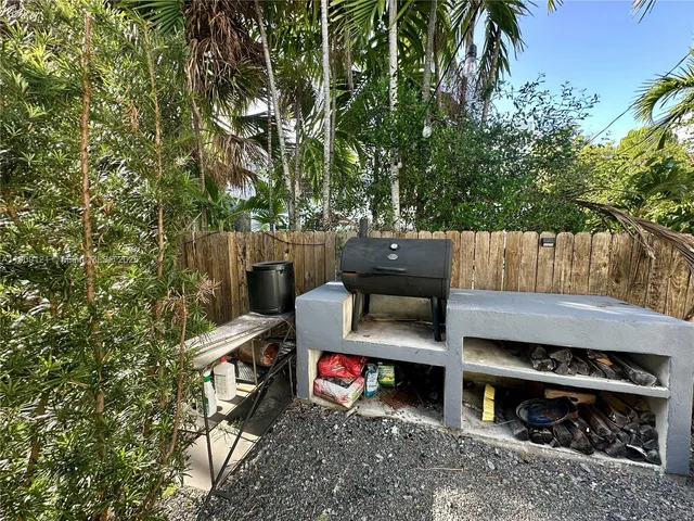 a view of backyard from deck