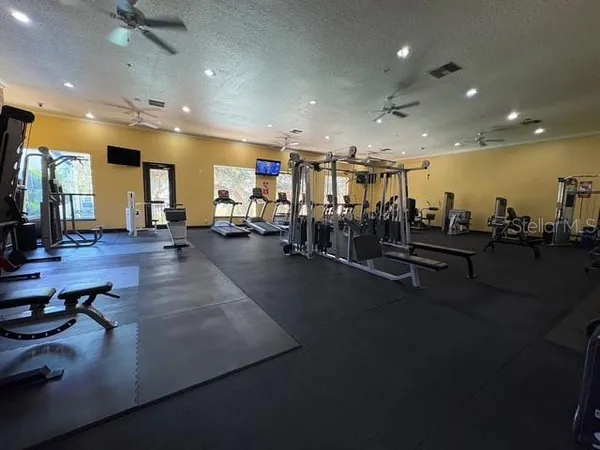 a view of a room with gym equipment