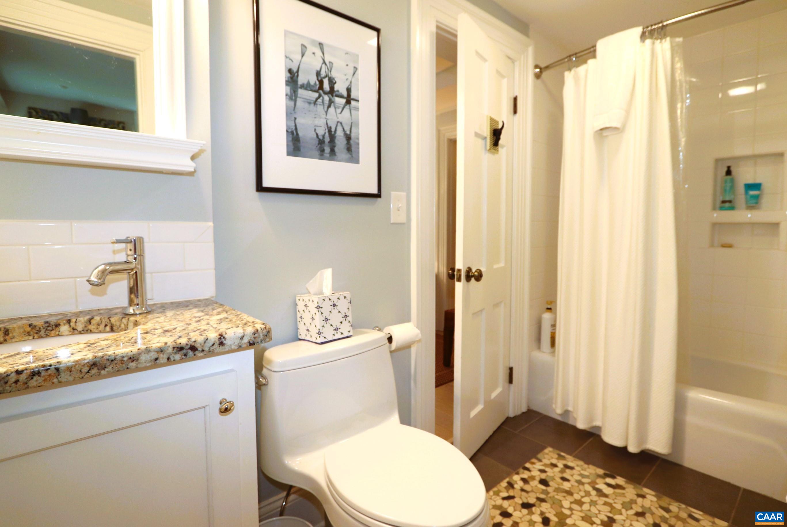 2107 Minor Road Charlottesville, VA 22903 - Photo 54 of 70 a bathroom with a granite countertop sink toilet and shower