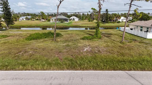 a view of a lake with houses