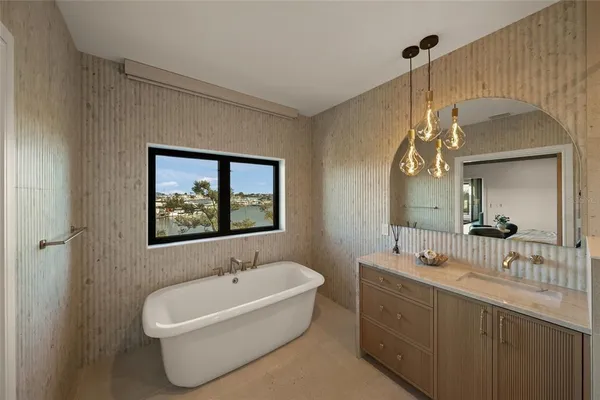 a view of balcony with furniture