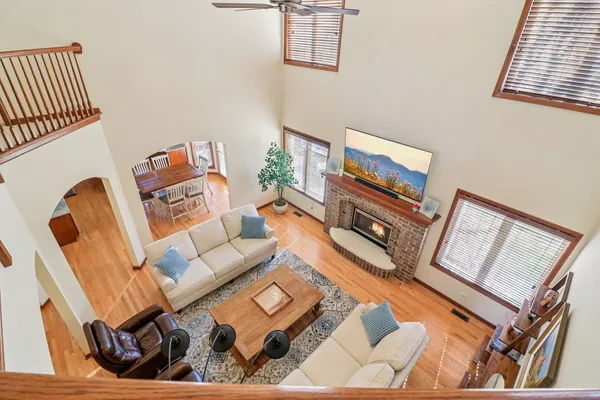a living room with furniture