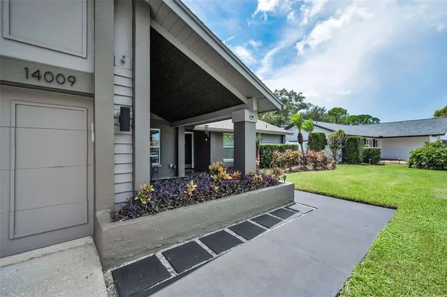 a view of house and garden