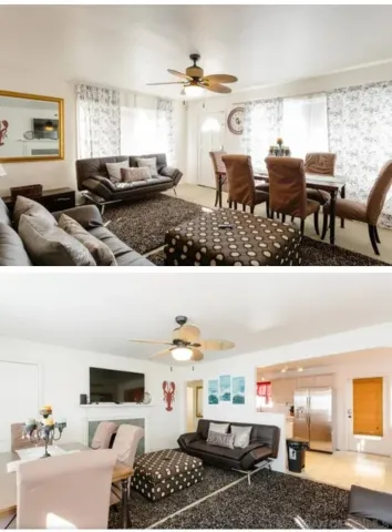 a view of a livingroom with furniture and window