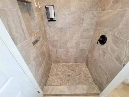 a bathroom with a shower