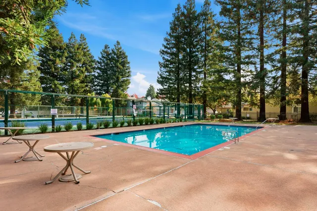 an aerial view of a house with a garden