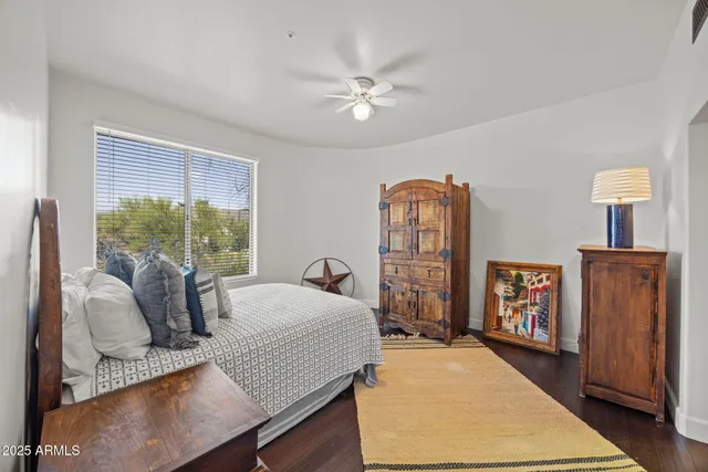 a view of a room with a large window