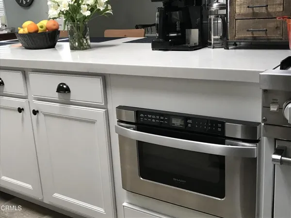 a close view of a sink and a potted plant on a counter