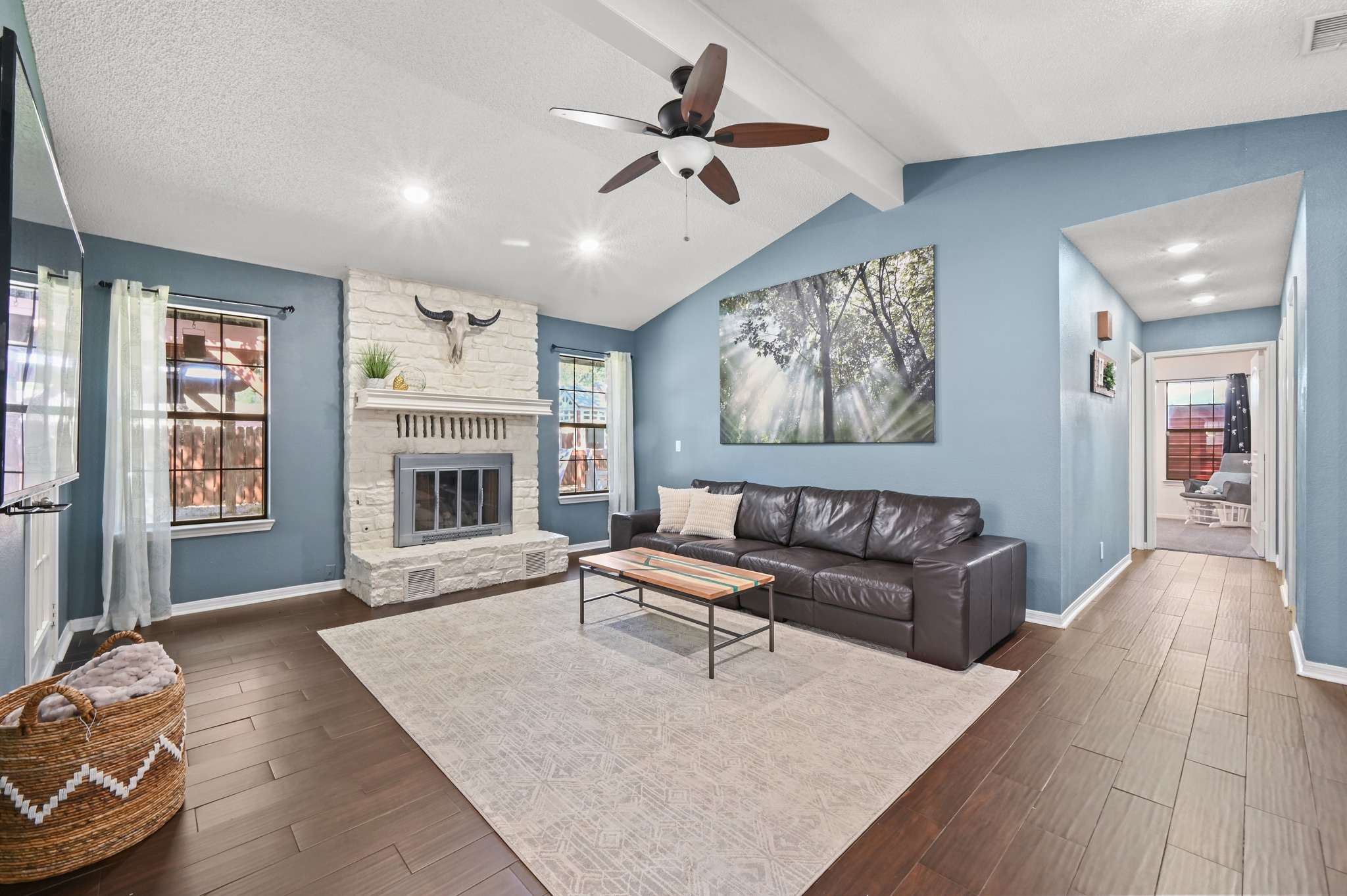 303 Pin Oak Drive Georgetown, TX 78628 - Photo 10 of 36 a living room with furniture fireplace and window