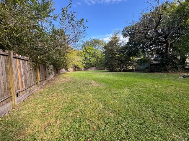 a view of a yard with a tree