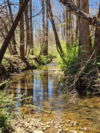 a view of water with a lake
