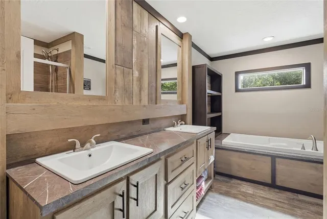 a bathroom with a sink and a bathtub
