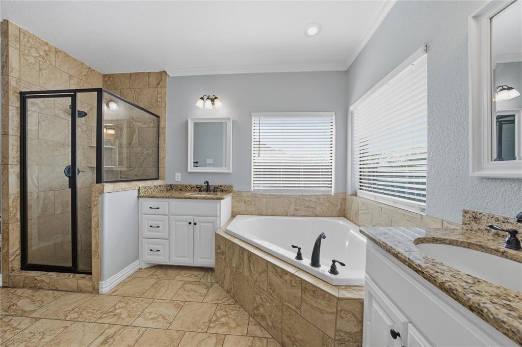 17821 Fm 3080 Mabank, TX 75147 - Photo 16 of 23 a bathroom with a granite countertop tub sink shower and mirror