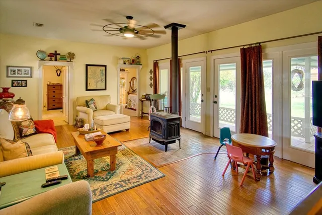 a kitchen with a stove and a refrigerator