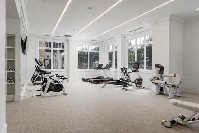 a view of a room with gym equipment