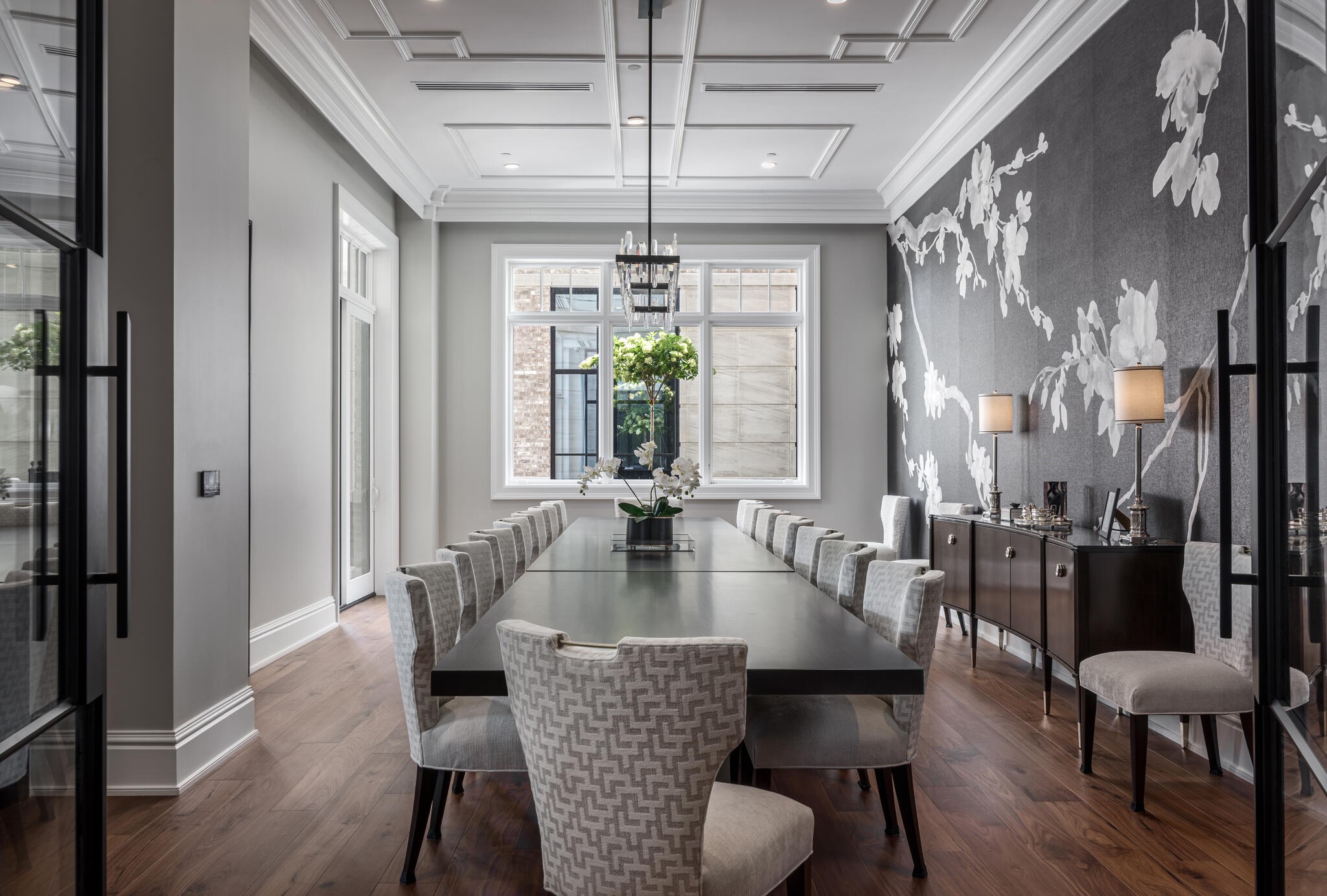 110 Woodmont Boulevard, Unit N601 Nashville, TN 37205 - Photo 21 of 42 a view of a dining room and livingroom with furniture wooden floor a chandelier