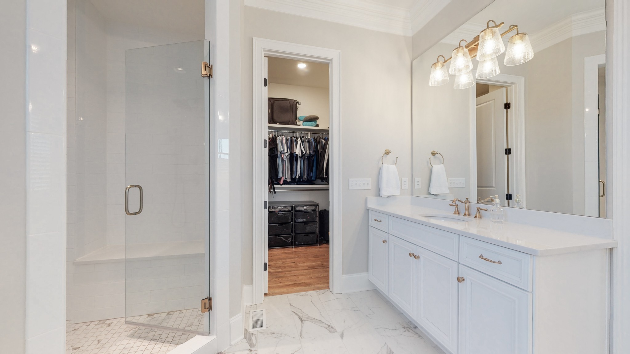601 Rieves Circle Franklin, TN 37064 - Photo 20 of 37 a bathroom with a double vanity sink and a mirror