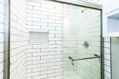 a bathroom with a shower