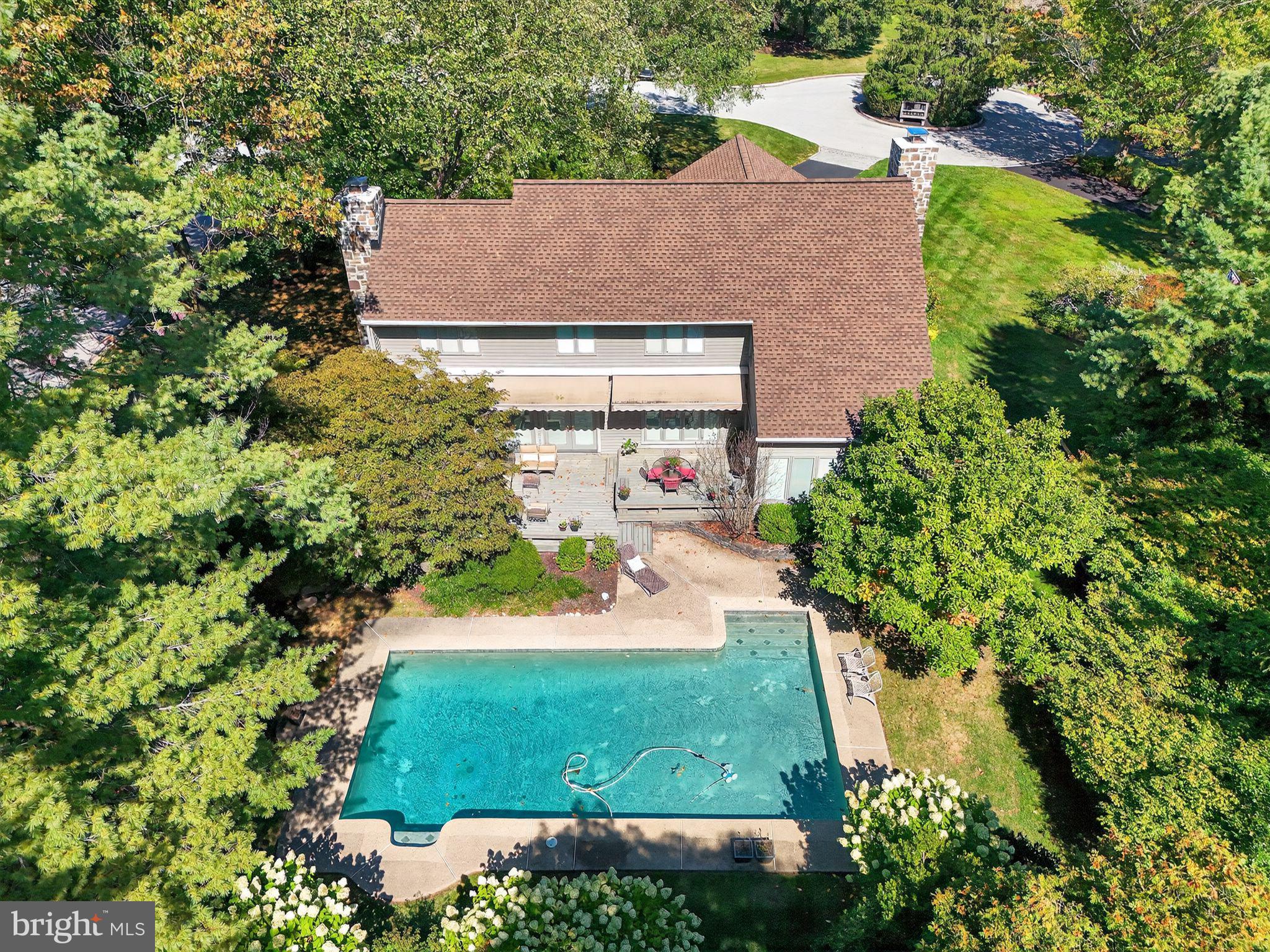 1 Fox Pond Place Spring House, PA 19477 - Photo 50 of 56 an aerial view of a house with a yard and garden