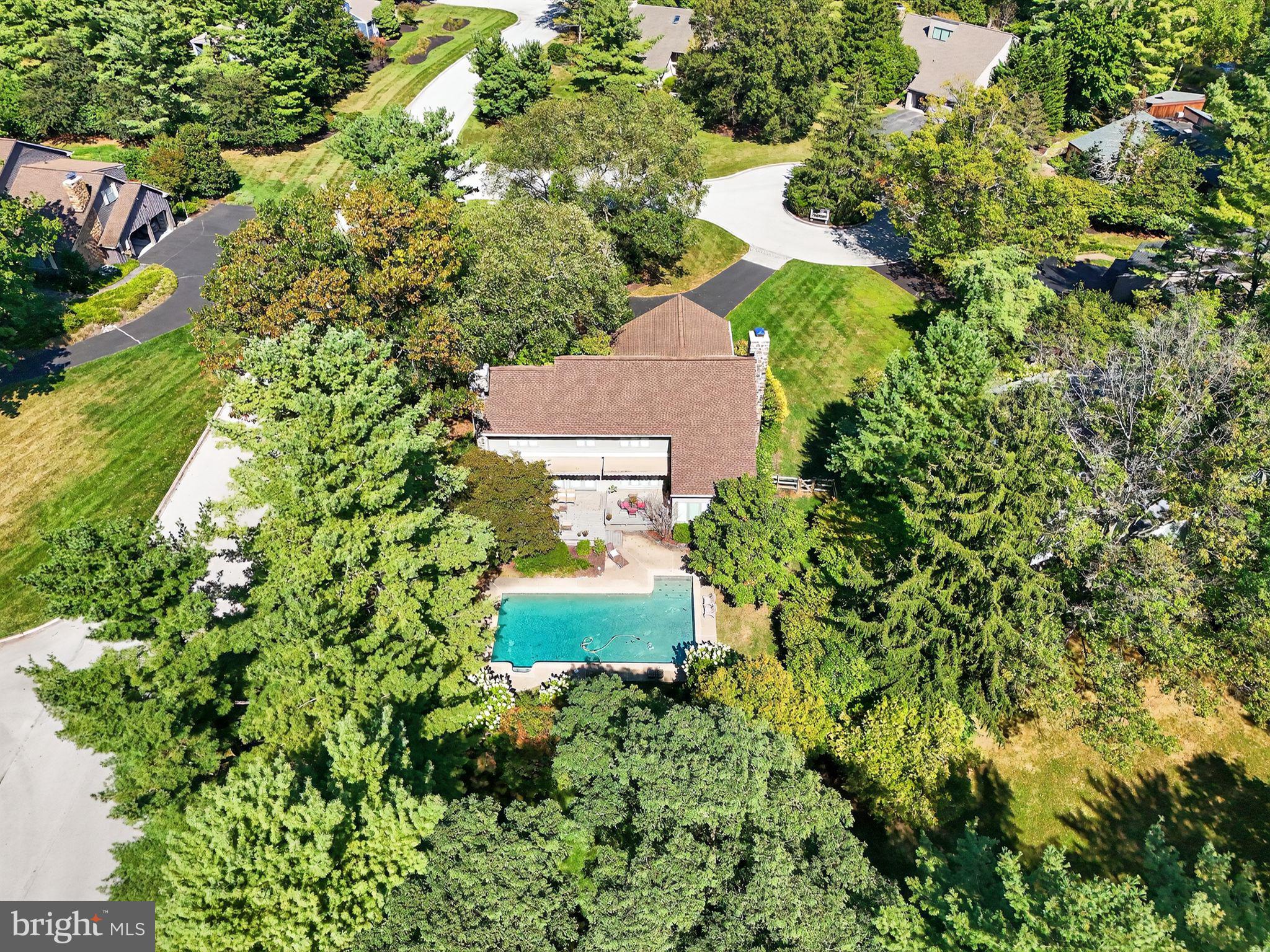 1 Fox Pond Place Spring House, PA 19477 - Photo 54 of 56 an aerial view of a house with a yard and garden