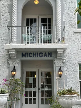 a front view of a building