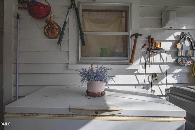 a view of a field with a tree in the background