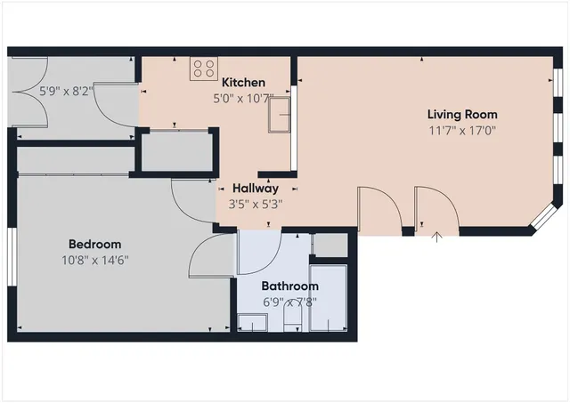 a picture of a bench in a white building