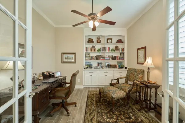 a living room with a couch and a table