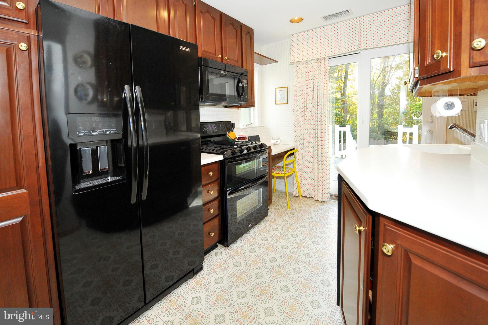 3310 Jones Bridge Road Chevy Chase, MD 20815 - Photo 5 of 21 Renovated kitchen with glass doors to patio/yard